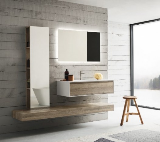 Mobille bagno scandinavo sospeso Linfa arbi arredo bagno